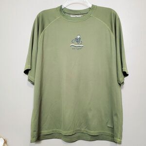 Life Is Good Tech T-Shirt Men's Size Large Green Bike Adventure Short Sleeve